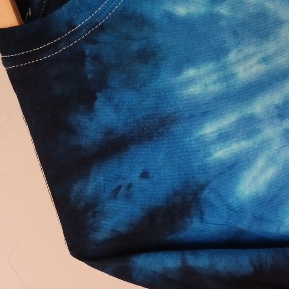 Gildan Tie Dye Long Sleeve T-Shirt Blue Size S - Picture 3 of 14